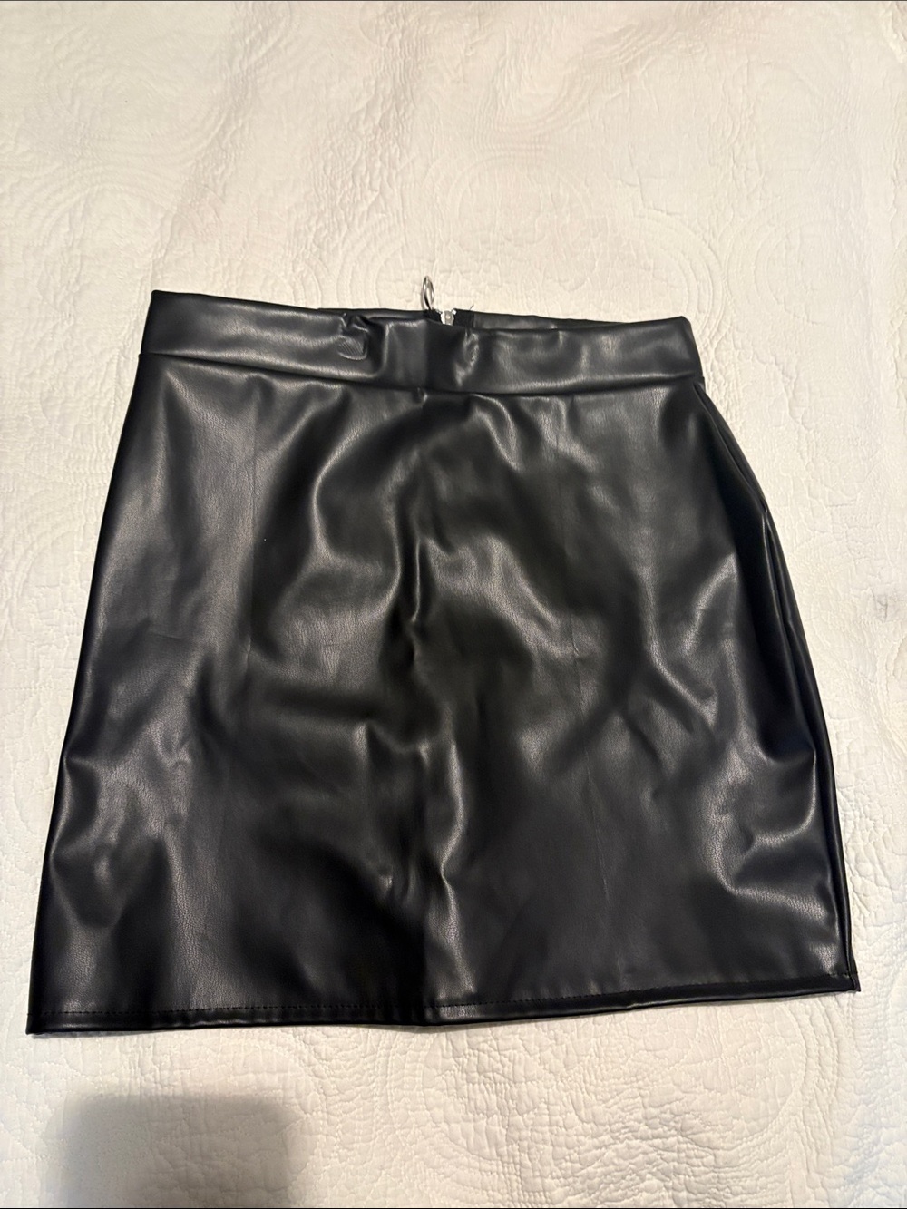 Black Faux Leather Mini Skirt - Women's Stylish A-Line